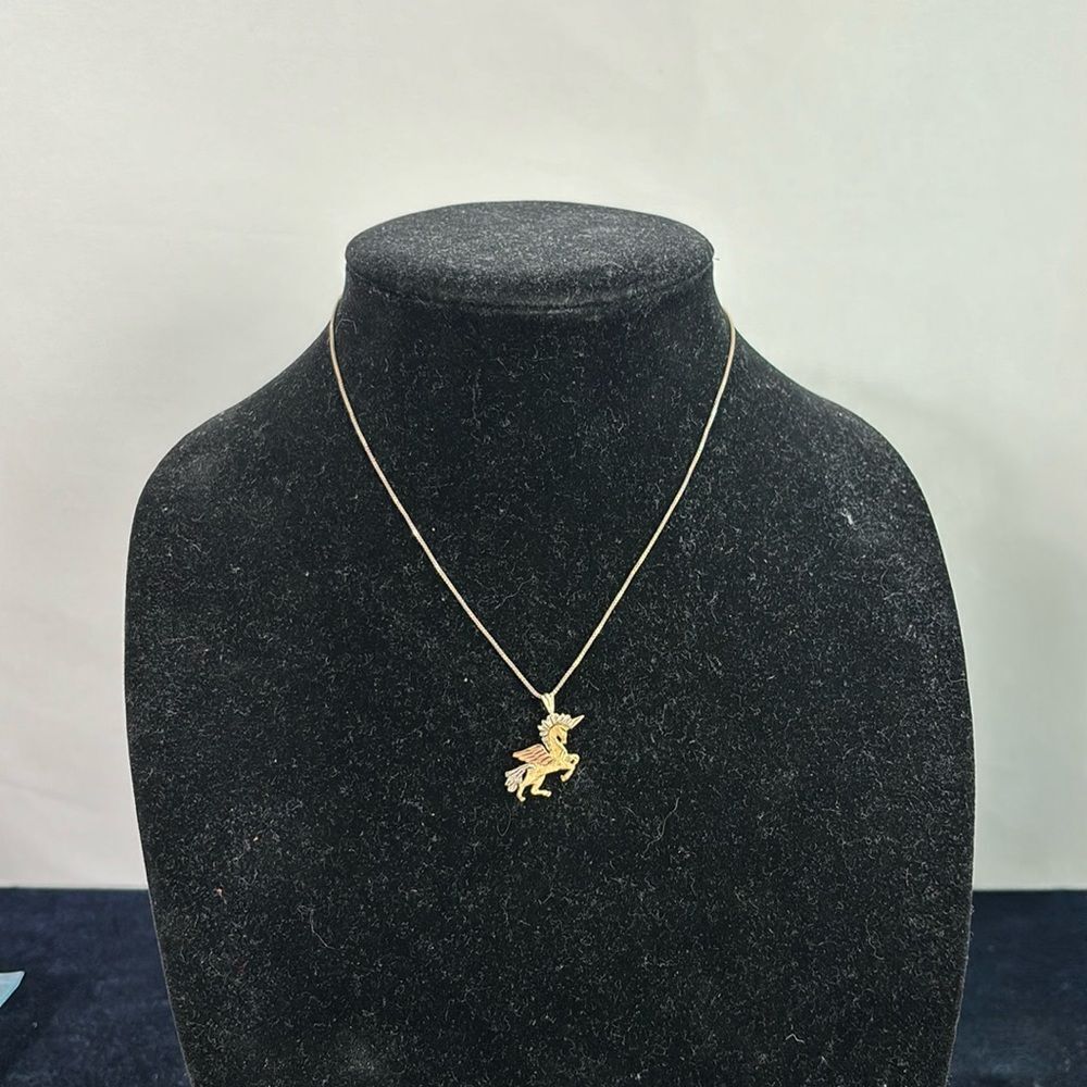 14 kt Tri Gold Unicorn Necklace